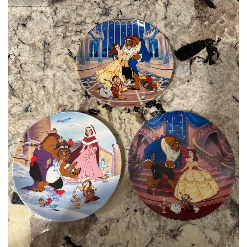 Disney‎ Beauty and the Beast Knowles Plate Set Issues 1, 2, 3 with COAs